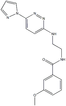 3-methoxy-N-(2-{[6-(1H-pyrazol-1-yl)-3-pyridazinyl]amino}ethyl)benzamide 结构式