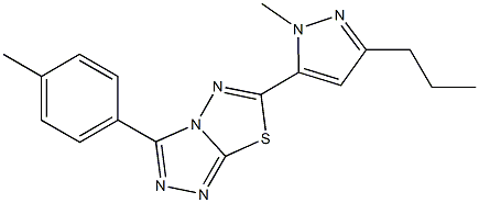 3-(4-methylphenyl)-6-(1-methyl-3-propyl-1H-pyrazol-5-yl)[1,2,4]triazolo[3,4-b][1,3,4]thiadiazole 结构式