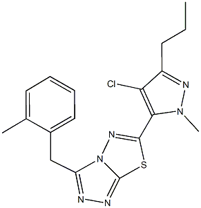 6-(4-chloro-1-methyl-3-propyl-1H-pyrazol-5-yl)-3-(2-methylbenzyl)[1,2,4]triazolo[3,4-b][1,3,4]thiadiazole 结构式