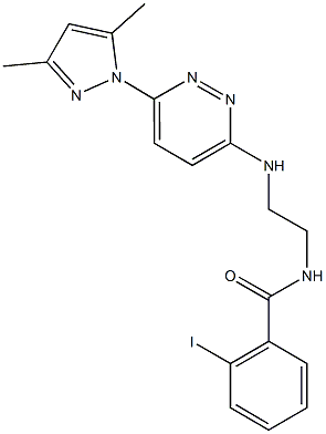 N-(2-{[6-(3,5-dimethyl-1H-pyrazol-1-yl)-3-pyridazinyl]amino}ethyl)-2-iodobenzamide 结构式