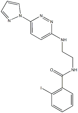 2-iodo-N-(2-{[6-(1H-pyrazol-1-yl)-3-pyridazinyl]amino}ethyl)benzamide 结构式