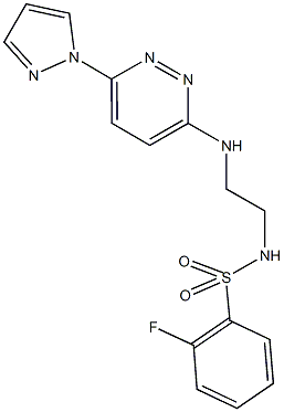 2-fluoro-N-(2-{[6-(1H-pyrazol-1-yl)-3-pyridazinyl]amino}ethyl)benzenesulfonamide 结构式