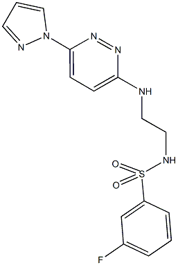 3-fluoro-N-(2-{[6-(1H-pyrazol-1-yl)-3-pyridazinyl]amino}ethyl)benzenesulfonamide 结构式