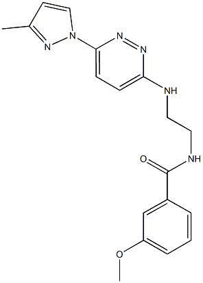 3-methoxy-N-(2-{[6-(3-methyl-1H-pyrazol-1-yl)-3-pyridazinyl]amino}ethyl)benzamide 结构式