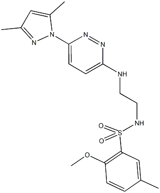 N-(2-{[6-(3,5-dimethyl-1H-pyrazol-1-yl)-3-pyridazinyl]amino}ethyl)-2-methoxy-5-methylbenzenesulfonamide 结构式