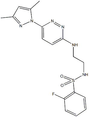 N-(2-{[6-(3,5-dimethyl-1H-pyrazol-1-yl)-3-pyridazinyl]amino}ethyl)-2-fluorobenzenesulfonamide 结构式