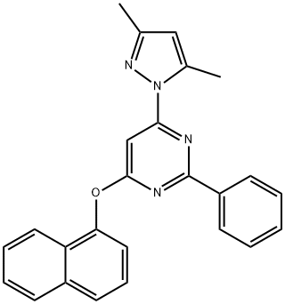 6-(3,5-dimethyl-1H-pyrazol-1-yl)-2-phenyl-4-pyrimidinyl 1-naphthyl ether 结构式