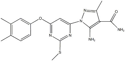 5-amino-1-[6-(3,4-dimethylphenoxy)-2-(methylsulfanyl)-4-pyrimidinyl]-3-methyl-1H-pyrazole-4-carboxamide 结构式