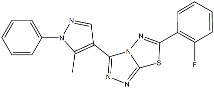 6-(2-fluorophenyl)-3-(5-methyl-1-phenyl-1H-pyrazol-4-yl)[1,2,4]triazolo[3,4-b][1,3,4]thiadiazole 结构式