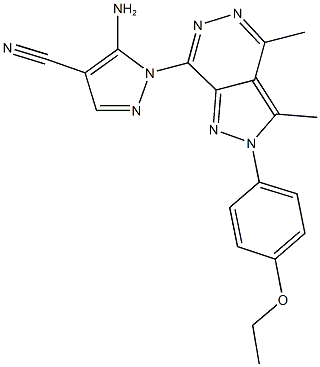 5-amino-1-[2-(4-ethoxyphenyl)-3,4-dimethyl-2H-pyrazolo[3,4-d]pyridazin-7-yl]-1H-pyrazole-4-carbonitrile 结构式