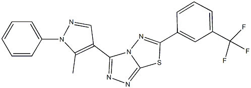 3-(5-methyl-1-phenyl-1H-pyrazol-4-yl)-6-[3-(trifluoromethyl)phenyl][1,2,4]triazolo[3,4-b][1,3,4]thiadiazole 结构式