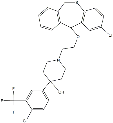1-{2-[(2-chloro-6,11-dihydrodibenzo[b,e]thiepin-11-yl)oxy]ethyl}-4-[4-chloro-3-(trifluoromethyl)phenyl]-4-piperidinol 结构式
