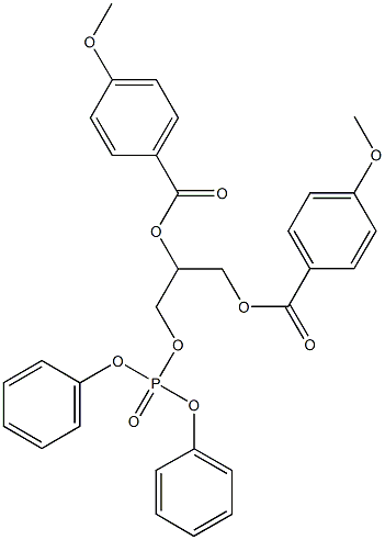 2-[(diphenoxyphosphoryl)oxy]-1-{[(4-methoxybenzoyl)oxy]methyl}ethyl 4-methoxybenzoate 结构式