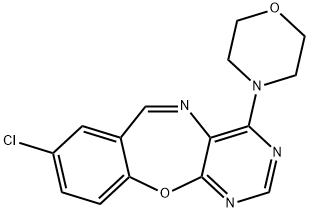 8-chloro-4-(4-morpholinyl)pyrimido[4,5-b][1,4]benzoxazepine 结构式