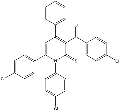 [1,6-bis(4-chlorophenyl)-4-phenyl-2-thioxo-1,2-dihydro-3-pyridinyl](4-chlorophenyl)methanone 结构式