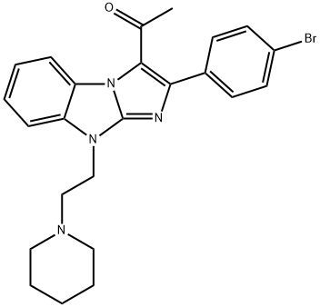 1-{2-(4-bromophenyl)-9-[2-(1-piperidinyl)ethyl]-9H-imidazo[1,2-a]benzimidazol-3-yl}ethanone 结构式