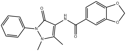 N-(1,5-dimethyl-3-oxo-2-phenyl-2,3-dihydro-1H-pyrazol-4-yl)-1,3-benzodioxole-5-carboxamide 结构式