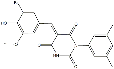 5-(3-bromo-4-hydroxy-5-methoxybenzylidene)-1-(3,5-dimethylphenyl)-2,4,6(1H,3H,5H)-pyrimidinetrione 结构式