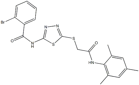2-bromo-N-(5-{[2-(mesitylamino)-2-oxoethyl]sulfanyl}-1,3,4-thiadiazol-2-yl)benzamide 结构式
