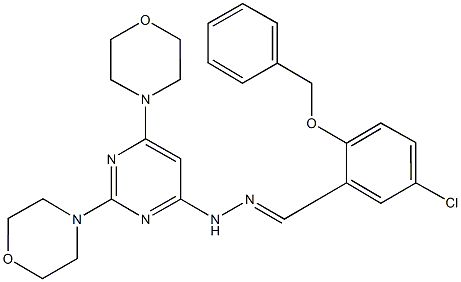 2-(benzyloxy)-5-chlorobenzaldehyde (2,6-dimorpholin-4-ylpyrimidin-4-yl)hydrazone 结构式