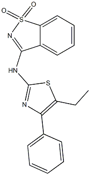 N-(1,1-dioxido-1,2-benzisothiazol-3-yl)-N-(5-ethyl-4-phenyl-1,3-thiazol-2-yl)amine 结构式