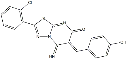 2-(2-chlorophenyl)-6-(4-hydroxybenzylidene)-5-imino-5,6-dihydro-7H-[1,3,4]thiadiazolo[3,2-a]pyrimidin-7-one 结构式