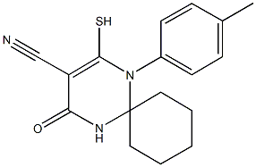 1-(4-methylphenyl)-4-oxo-2-sulfanyl-1,5-diazaspiro[5.5]undec-2-ene-3-carbonitrile 结构式