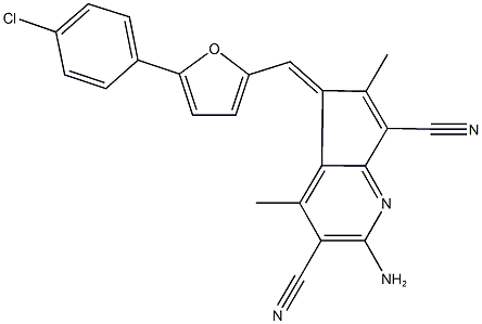 2-amino-5-{[5-(4-chlorophenyl)-2-furyl]methylene}-4,6-dimethyl-5H-cyclopenta[b]pyridine-3,7-dicarbonitrile 结构式