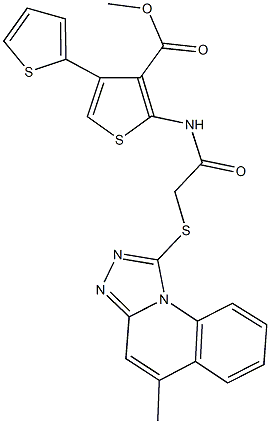 methyl 2-({[(5-methyl[1,2,4]triazolo[4,3-a]quinolin-1-yl)sulfanyl]acetyl}amino)-2',4-bithiophene-3-carboxylate 结构式