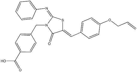 4-{[5-[4-(allyloxy)benzylidene]-4-oxo-2-(phenylimino)-1,3-thiazolidin-3-yl]methyl}benzoic acid 结构式