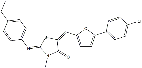 5-{[5-(4-chlorophenyl)-2-furyl]methylene}-2-[(4-ethylphenyl)imino]-3-methyl-1,3-thiazolidin-4-one 结构式