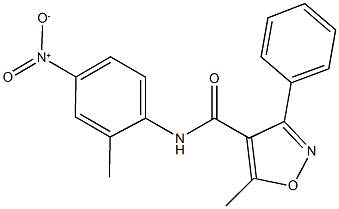 N-{4-nitro-2-methylphenyl}-5-methyl-3-phenylisoxazole-4-carboxamide 结构式