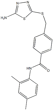 4-{[(5-amino-1,3,4-thiadiazol-2-yl)thio]methyl}-N-(2,4-dimethylphenyl)benzamide 结构式