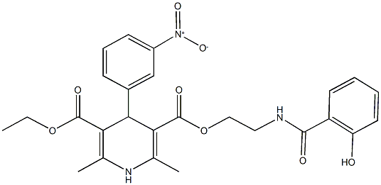 3-ethyl 5-{2-[(2-hydroxybenzoyl)amino]ethyl} 4-{3-nitrophenyl}-2,6-dimethyl-1,4-dihydro-3,5-pyridinedicarboxylate 结构式