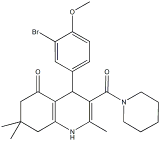 4-(3-bromo-4-methoxyphenyl)-2,7,7-trimethyl-3-(1-piperidinylcarbonyl)-4,6,7,8-tetrahydro-5(1H)-quinolinone 结构式