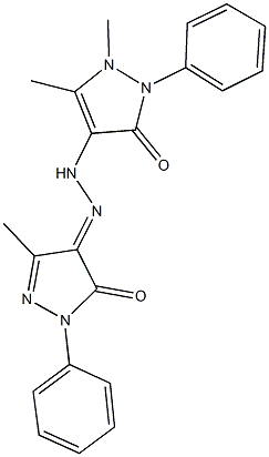 3-methyl-1-phenyl-1H-pyrazole-4,5-dione 4-[(1,5-dimethyl-3-oxo-2-phenyl-2,3-dihydro-1H-pyrazol-4-yl)hydrazone] 结构式