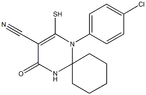 1-(4-chlorophenyl)-4-oxo-2-sulfanyl-1,5-diazaspiro[5.5]undec-2-ene-3-carbonitrile 结构式