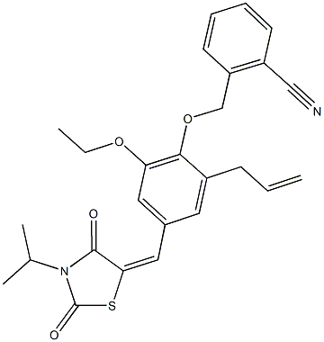 2-({2-allyl-6-ethoxy-4-[(3-isopropyl-2,4-dioxo-1,3-thiazolidin-5-ylidene)methyl]phenoxy}methyl)benzonitrile 结构式