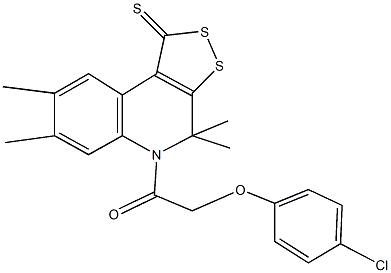 5-[(4-chlorophenoxy)acetyl]-4,4,7,8-tetramethyl-4,5-dihydro-1H-[1,2]dithiolo[3,4-c]quinoline-1-thione 结构式