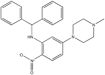 1-{3-(benzhydrylamino)-4-nitrophenyl}-4-methylpiperazine 结构式