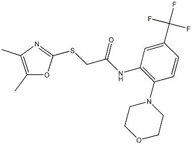 2-[(4,5-dimethyl-1,3-oxazol-2-yl)sulfanyl]-N-[2-(4-morpholinyl)-5-(trifluoromethyl)phenyl]acetamide 结构式