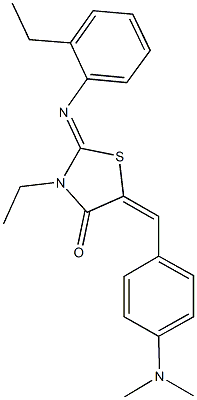 5-[4-(dimethylamino)benzylidene]-3-ethyl-2-[(2-ethylphenyl)imino]-1,3-thiazolidin-4-one 结构式