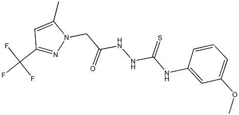 N-(3-methoxyphenyl)-2-{[5-methyl-3-(trifluoromethyl)-1H-pyrazol-1-yl]acetyl}hydrazinecarbothioamide 结构式