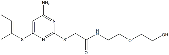 2-[(4-amino-5,6-dimethylthieno[2,3-d]pyrimidin-2-yl)sulfanyl]-N-[2-(2-hydroxyethoxy)ethyl]acetamide 结构式