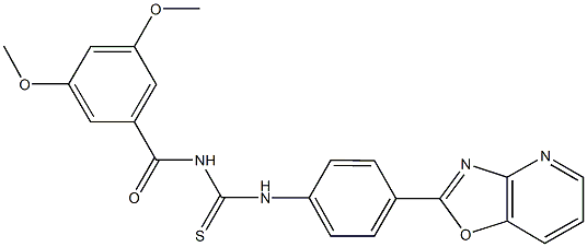 N-(3,5-dimethoxybenzoyl)-N'-(4-[1,3]oxazolo[4,5-b]pyridin-2-ylphenyl)thiourea 结构式