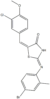 2-[(4-bromo-2-methylphenyl)imino]-5-(3-chloro-4-methoxybenzylidene)-1,3-thiazolidin-4-one 结构式