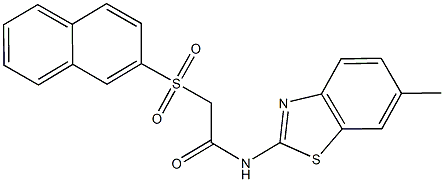 N-(6-methyl-1,3-benzothiazol-2-yl)-2-(2-naphthylsulfonyl)acetamide 结构式