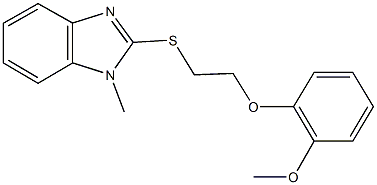 2-{[2-(2-methoxyphenoxy)ethyl]sulfanyl}-1-methyl-1H-benzimidazole 结构式