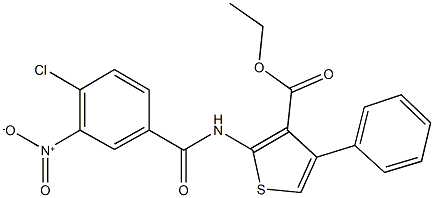 ethyl 2-({4-chloro-3-nitrobenzoyl}amino)-4-phenyl-3-thiophenecarboxylate 结构式