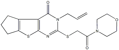 3-allyl-2-{[2-(4-morpholinyl)-2-oxoethyl]sulfanyl}-3,5,6,7-tetrahydro-4H-cyclopenta[4,5]thieno[2,3-d]pyrimidin-4-one 结构式